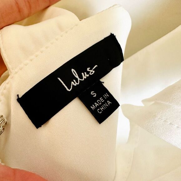 LULUS Divine Darling White‎ Ruffle Skater Dress – Size Small – NWOT - Picture 3 of 9